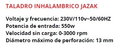 TALADRO INHAL JAZAK 12V 1350RPM PH3127A X5UN